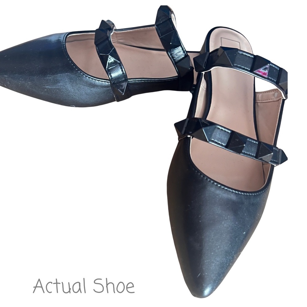 🆕 NWT ShuShop Alex Black Studded Pointed Toe Mule Flats Size 9 🖤 🥿 - Picture 5 of 6